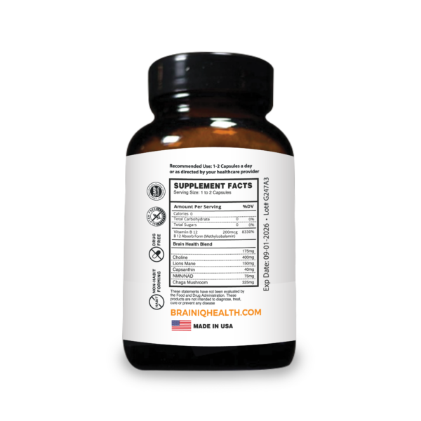BrainIQ Brain Health and Anti-Aging Capsules - Non - Caffeine Version - Image 2